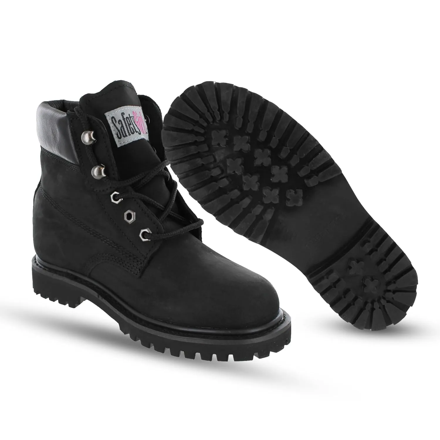 Women’s Work Boots | Waterproof Leather Work Boots for Women | Oil & Slip-Resistant Soft Toe Boots for Women | Premium Nubuck Leather | Lightweight and Comfortable | Black Leather - 7.5W