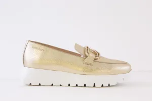 WONDERS - A-2462 LOW WEDGE SLIP-ON LOAFER - GOLD