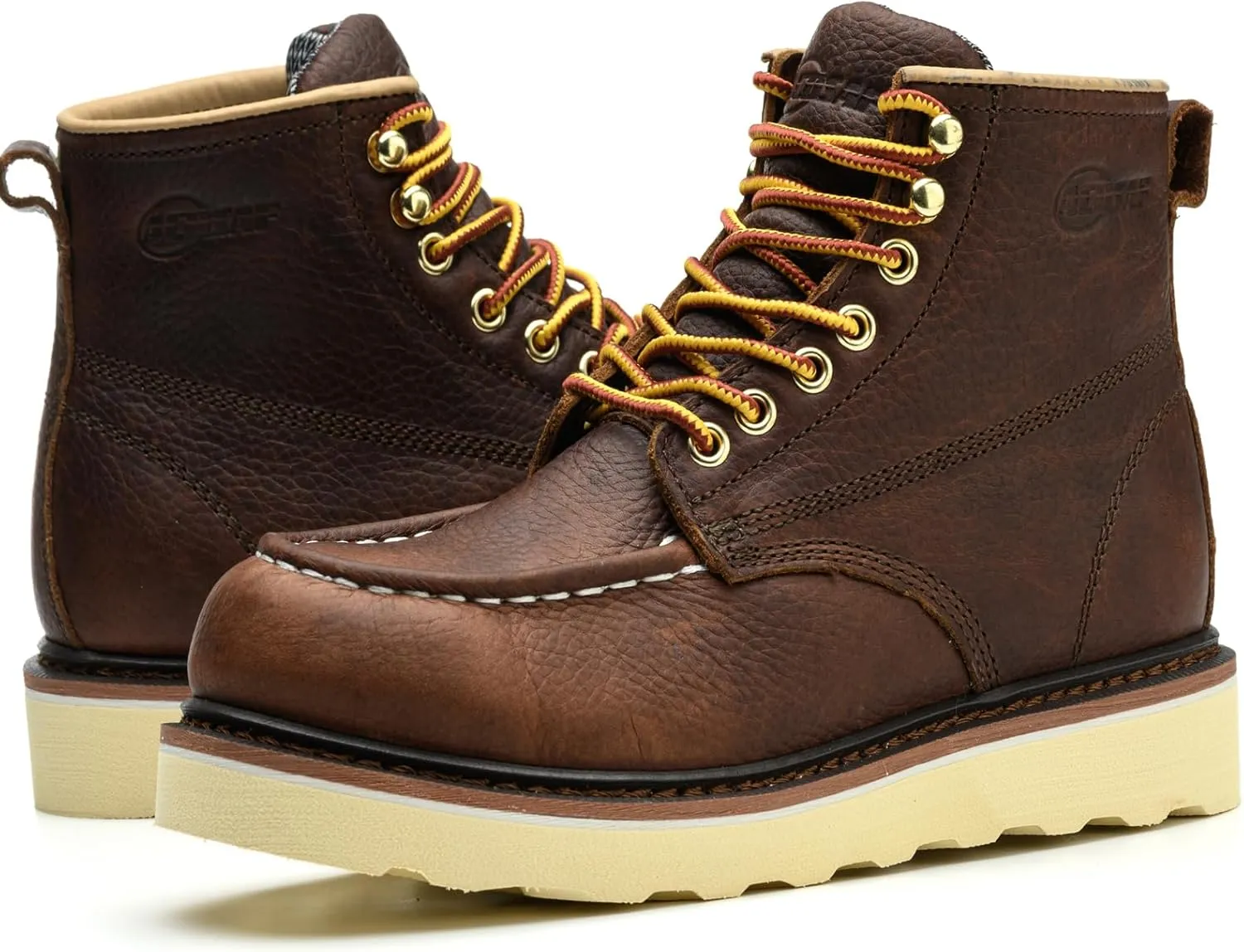 Work Boots for Men - 6 Inch Wedge Soft Toe Mens Work Boots, Waterproof Construction Work Shoes