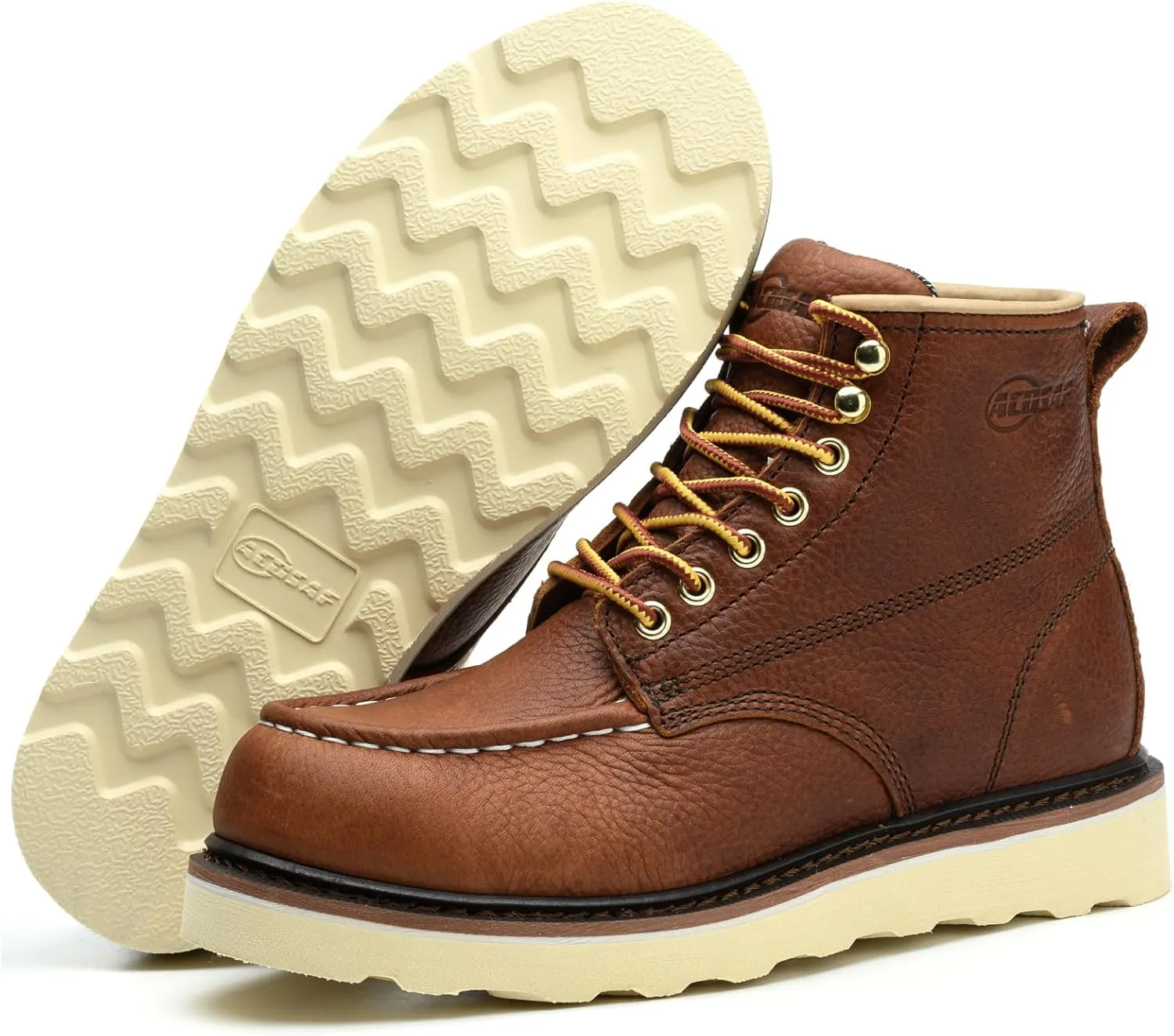 Work Boots for Men - 6 Inch Wedge Soft Toe Mens Work Boots, Waterproof Construction Work Shoes