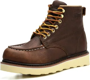 Work Boots for Men - 6 Inch Wedge Soft Toe Mens Work Boots, Waterproof Construction Work Shoes