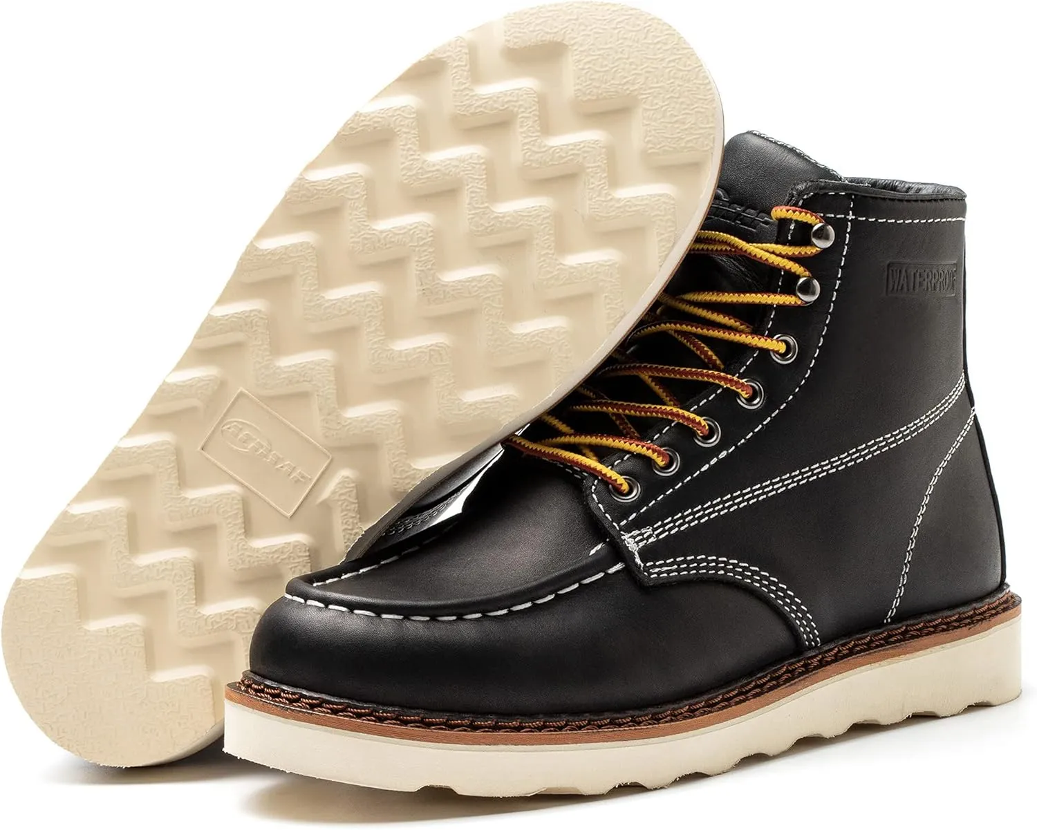 Work Boots for Men - 6 Inch Wedge Soft Toe Mens Work Boots, Waterproof Construction Work Shoes