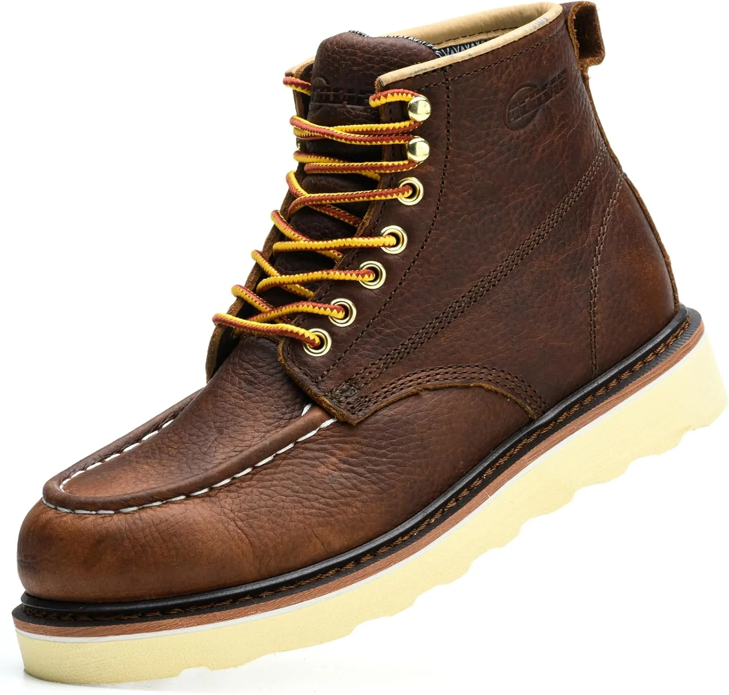 Work Boots for Men - 6 Inch Wedge Soft Toe Mens Work Boots, Waterproof Construction Work Shoes
