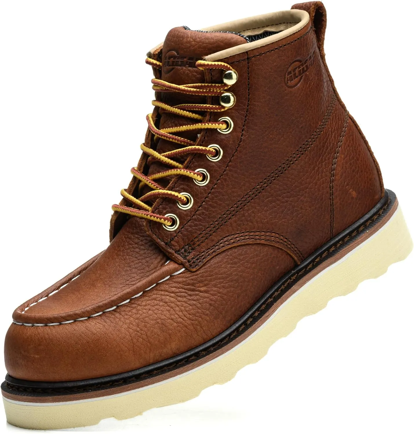Work Boots for Men - 6 Inch Wedge Soft Toe Mens Work Boots, Waterproof Construction Work Shoes