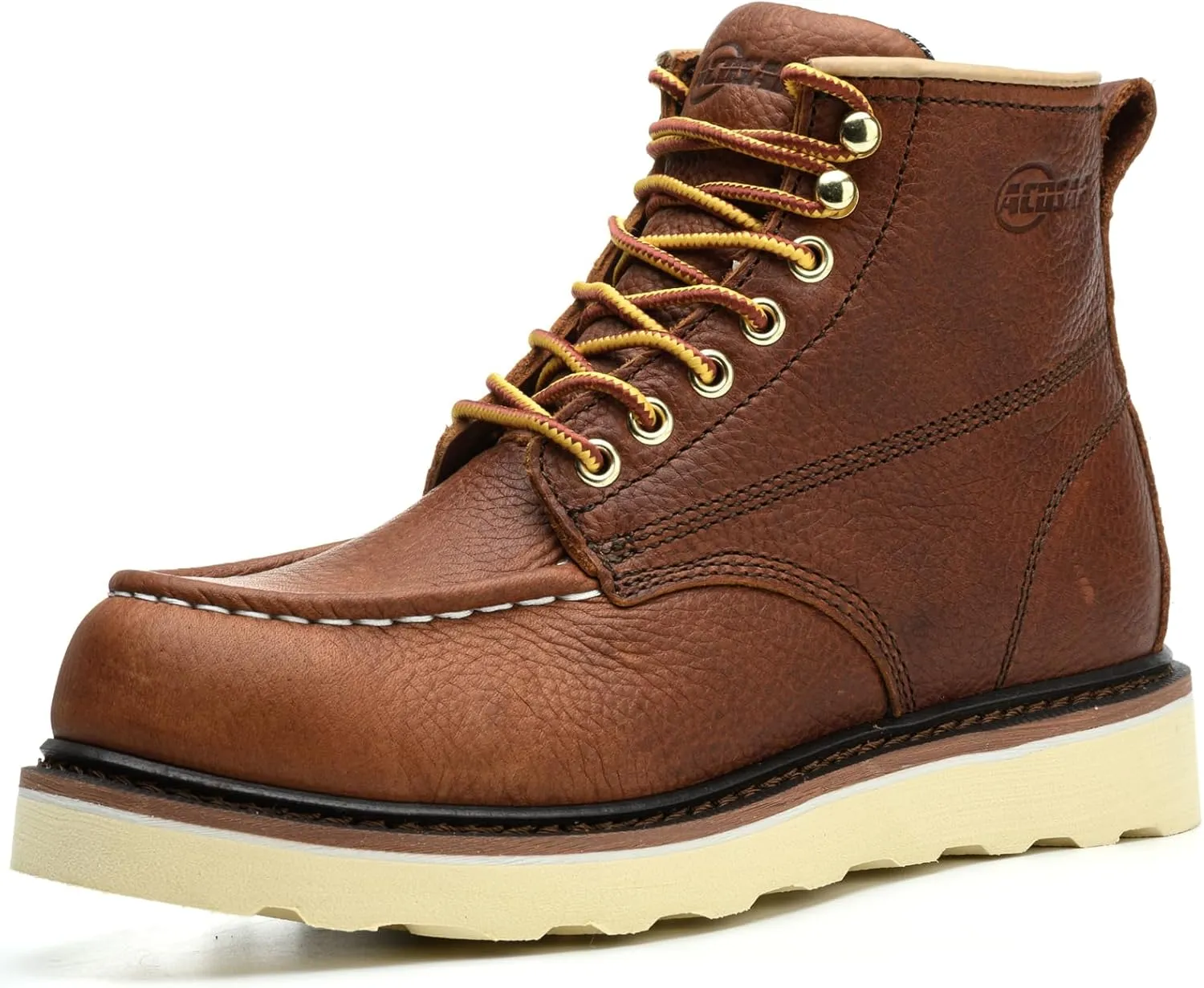 Work Boots for Men - 6 Inch Wedge Soft Toe Mens Work Boots, Waterproof Construction Work Shoes