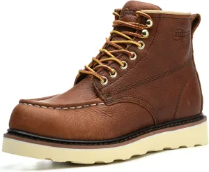 Work Boots for Men - 6 Inch Wedge Soft Toe Mens Work Boots, Waterproof Construction Work Shoes