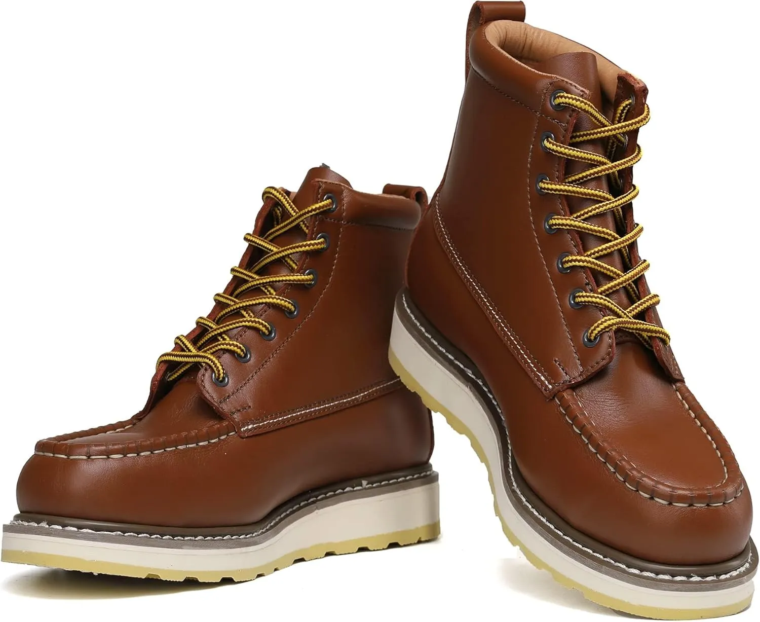 Work Boots for Men - 6" Composite/Soft Toe Mens Work Boots, Non-Slip Water Resistant EH Construction Work Shoes