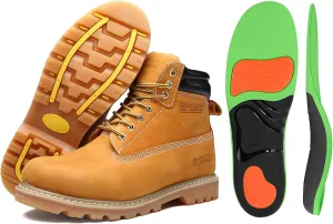 Work Boots for Men Soft Toe Goodyear Welt Construction Shoes 9.5, High Arch Support Orthotic Insoles Work Boots Shoes Inserts for Men and Women L