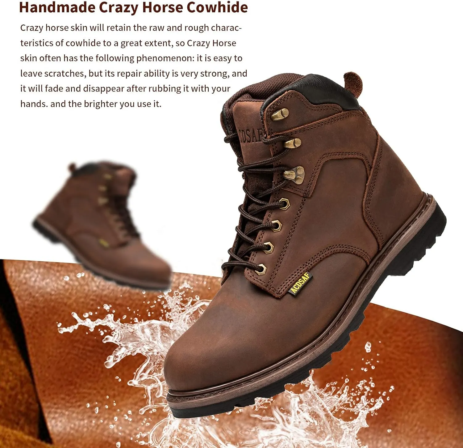 Work Boots for Men Waterproof Comfortable Anti-Fatigue Soft Toe Working Shoes Slip Resistant Construction Safety Work Boots