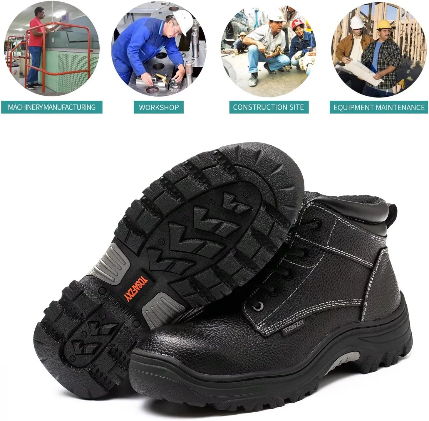 Work Boots Indestructible Composite-Toe Waterproof Leather Work Boots Safety Shoes for Men