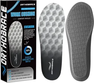 Work Cushion Insoles, Anti-Fatigue Inserts for All-Day Comfort and Shock Absorption, Men Women Work Boot Insoles, Memory Foam Perfect Fit, Ideal for Long Work Hours-F