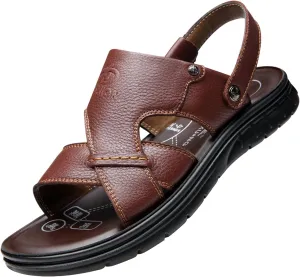 WUIWUIYU Men's Casual Sandals Open-Toe Sport Hiking & Outdoor Walking Water Sandals Beach Slippers Summer Home Shoes