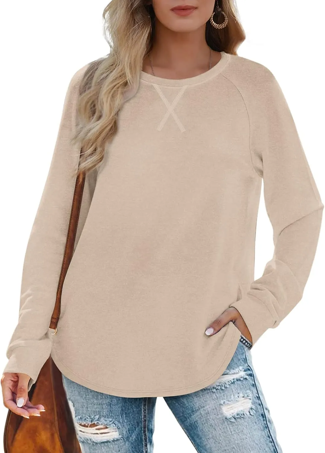 XIEERDUO Womens Sweatshirts Crewneck Loose Fitting Tops For Women Long Sleeve Shirts Pullover