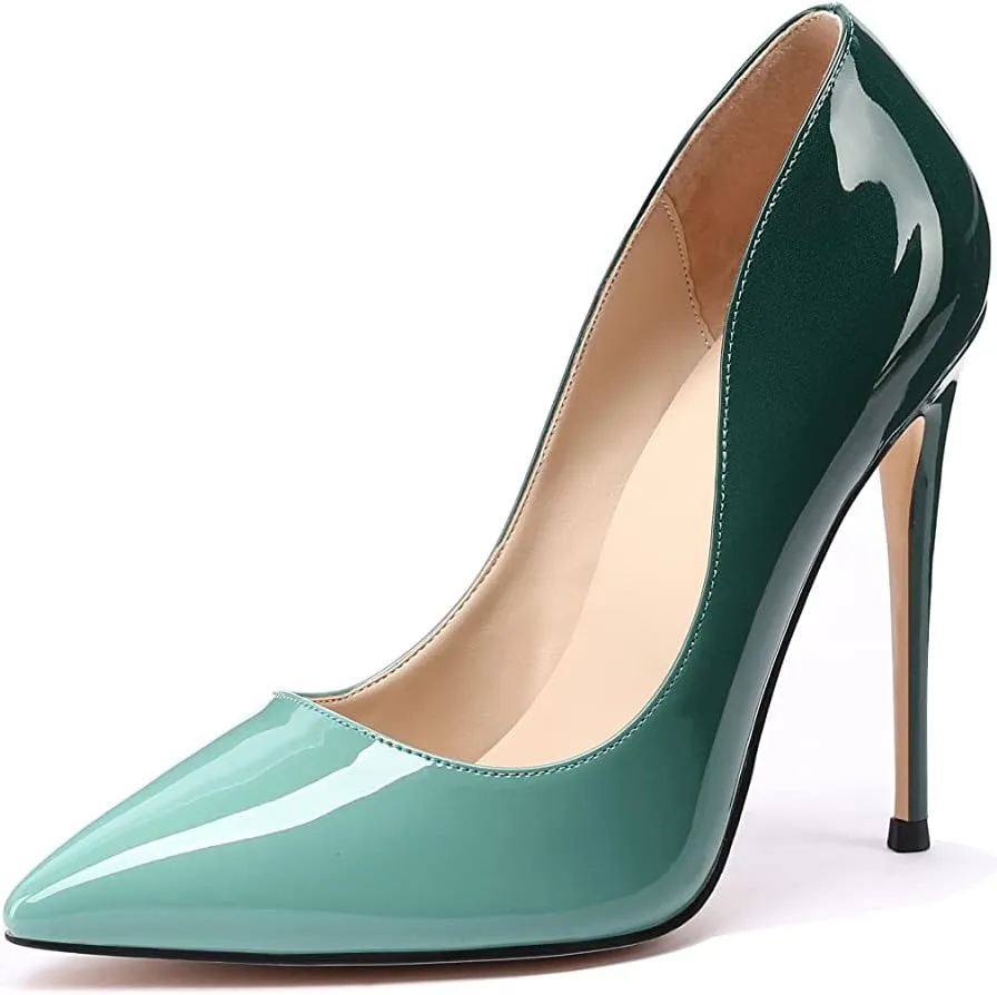 XINIUNIU High Heels for Women Pumps Gradient Patent Leather 4.7 inches/12CM Formal Sexy Fashion Stiletto Dress Wedding Shoes Pointed Toe