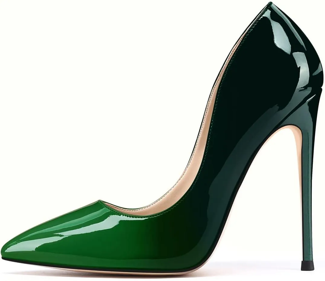 XINIUNIU High Heels for Women Pumps Gradient Patent Leather 4.7 inches/12CM Formal Sexy Fashion Stiletto Dress Wedding Shoes Pointed Toe