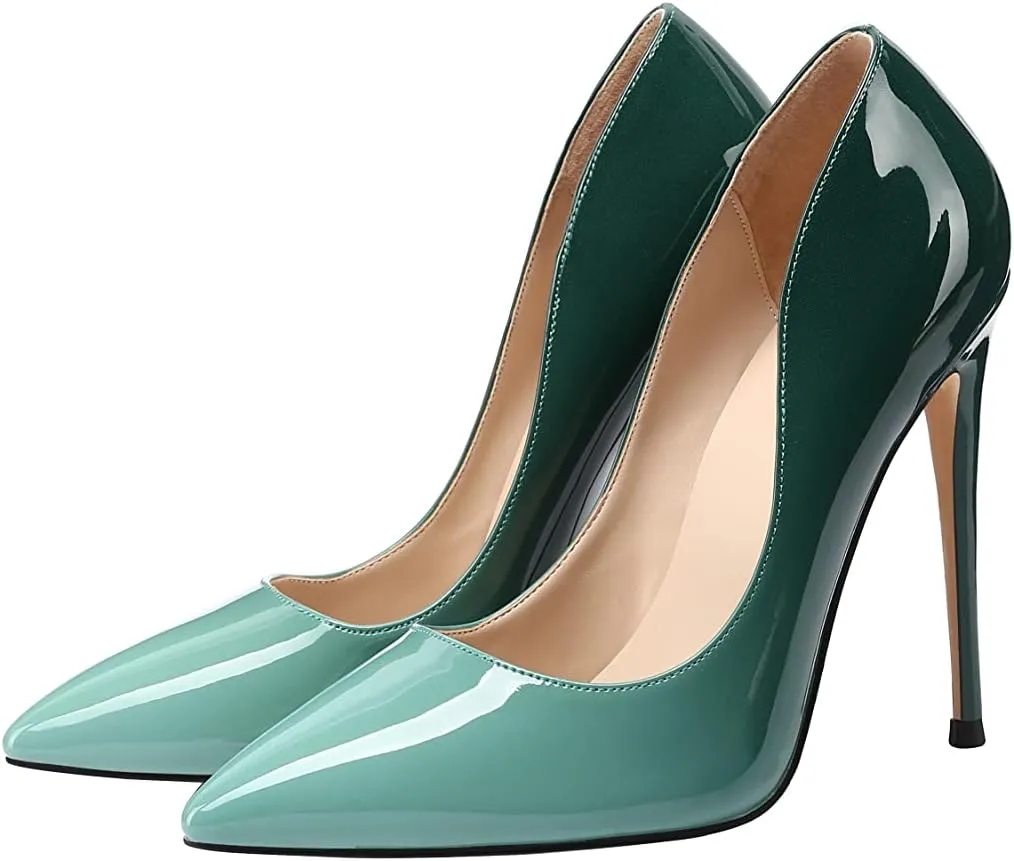 XINIUNIU High Heels for Women Pumps Gradient Patent Leather 4.7 inches/12CM Formal Sexy Fashion Stiletto Dress Wedding Shoes Pointed Toe