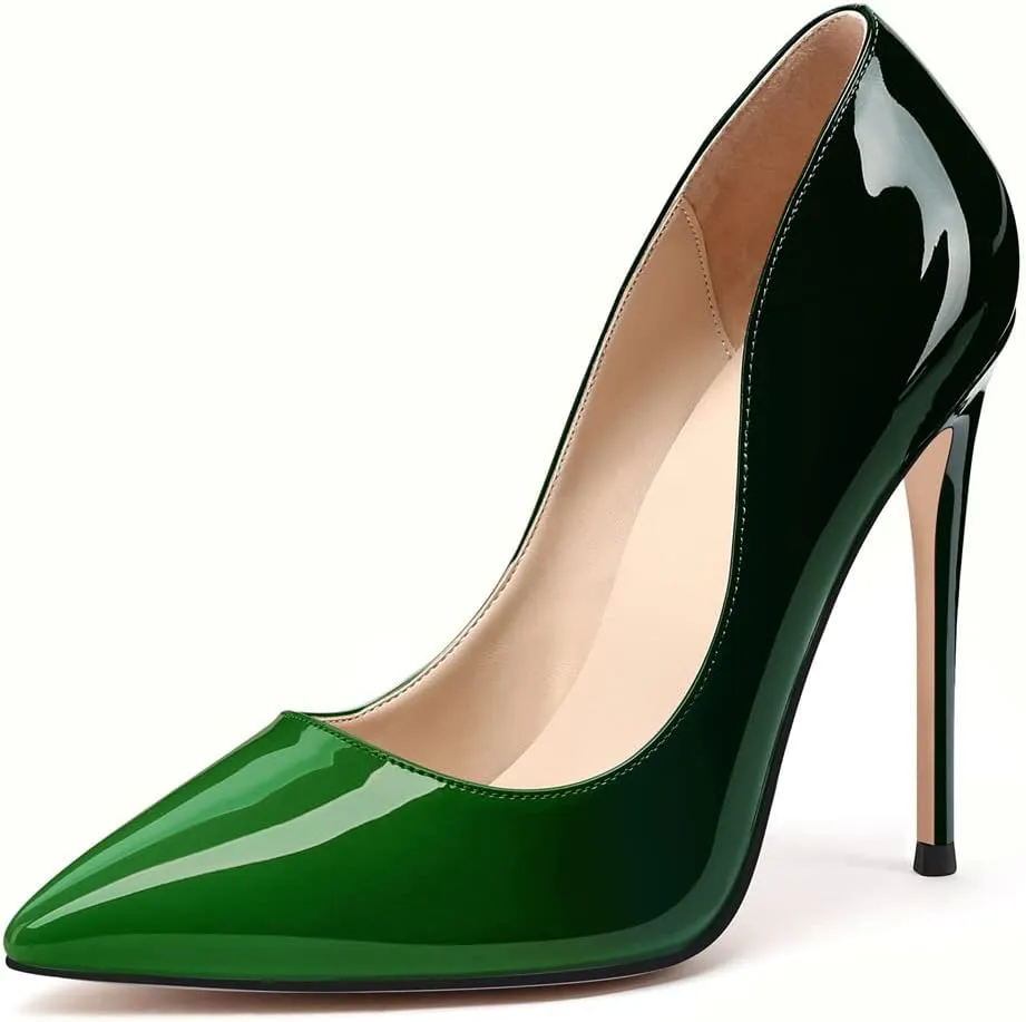 XINIUNIU High Heels for Women Pumps Gradient Patent Leather 4.7 inches/12CM Formal Sexy Fashion Stiletto Dress Wedding Shoes Pointed Toe