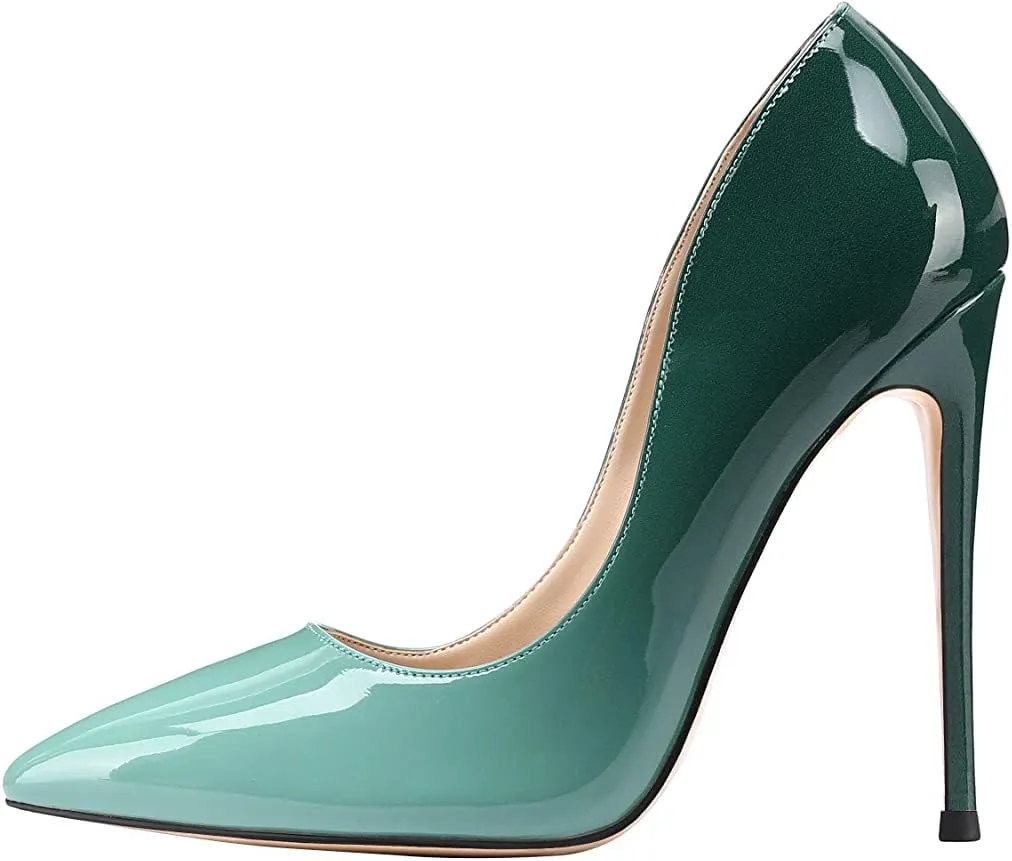 XINIUNIU High Heels for Women Pumps Gradient Patent Leather 4.7 inches/12CM Formal Sexy Fashion Stiletto Dress Wedding Shoes Pointed Toe