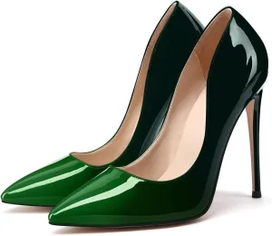 XINIUNIU High Heels for Women Pumps Gradient Patent Leather 4.7 inches/12CM Formal Sexy Fashion Stiletto Dress Wedding Shoes Pointed Toe