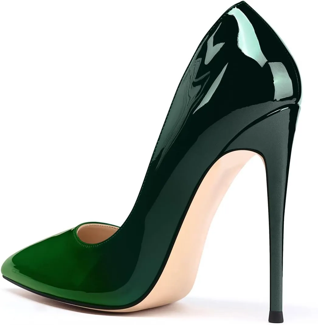 XINIUNIU High Heels for Women Pumps Gradient Patent Leather 4.7 inches/12CM Formal Sexy Fashion Stiletto Dress Wedding Shoes Pointed Toe