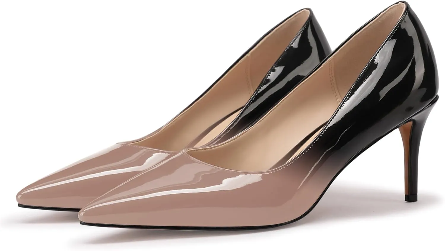 XINIUNIU Kitten Heels for Women Pumps Gradient Patent Leather 2.25 inches 6CM Formal Shoes Sexy Fashion Stiletto Dress Shoes Wedding Shoes Pointed Toe