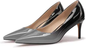 XINIUNIU Kitten Heels for Women Pumps Gradient Patent Leather 2.25 inches 6CM Formal Shoes Sexy Fashion Stiletto Dress Shoes Wedding Shoes Pointed Toe