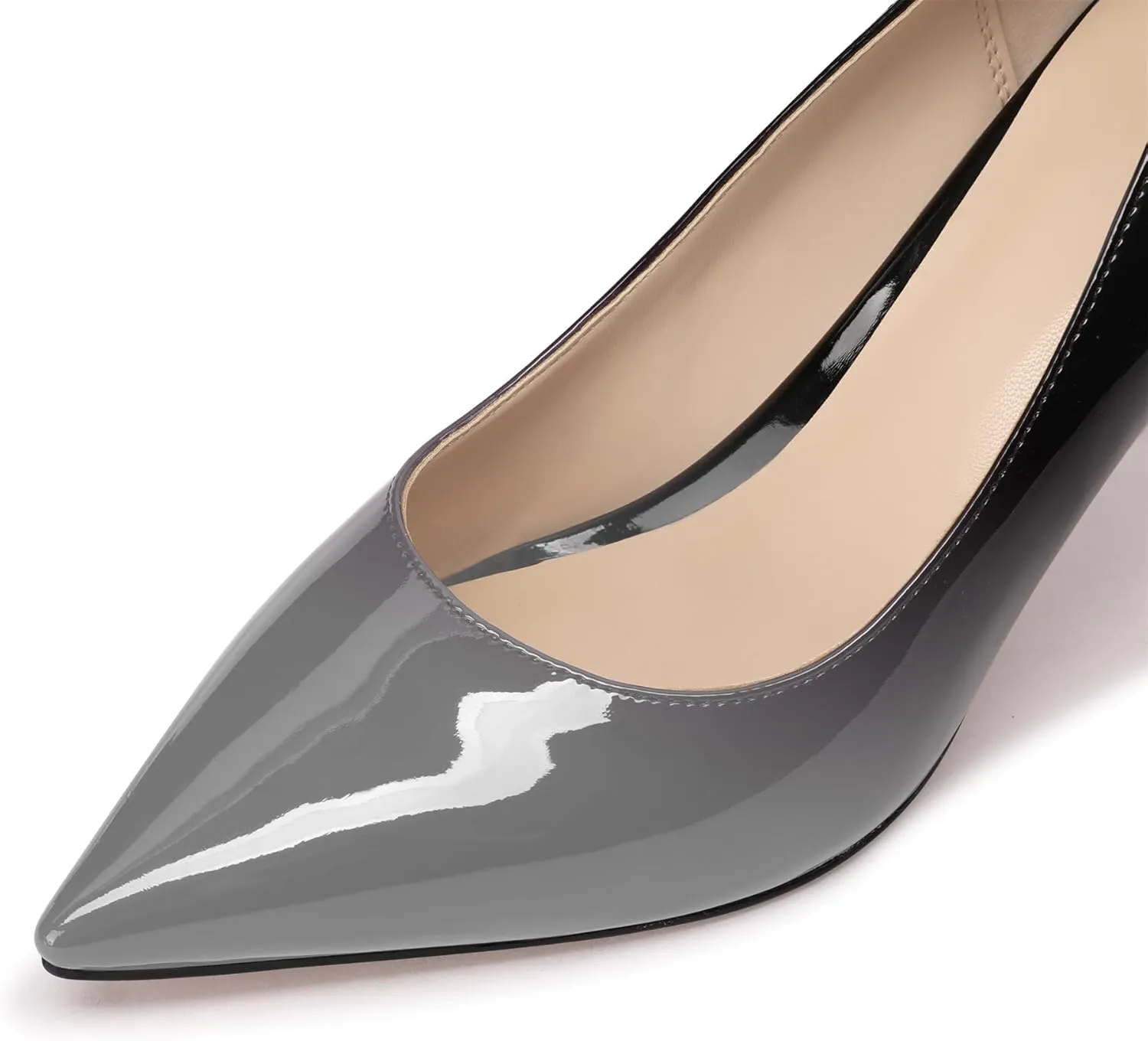 XINIUNIU Kitten Heels for Women Pumps Gradient Patent Leather 2.25 inches 6CM Formal Shoes Sexy Fashion Stiletto Dress Shoes Wedding Shoes Pointed Toe