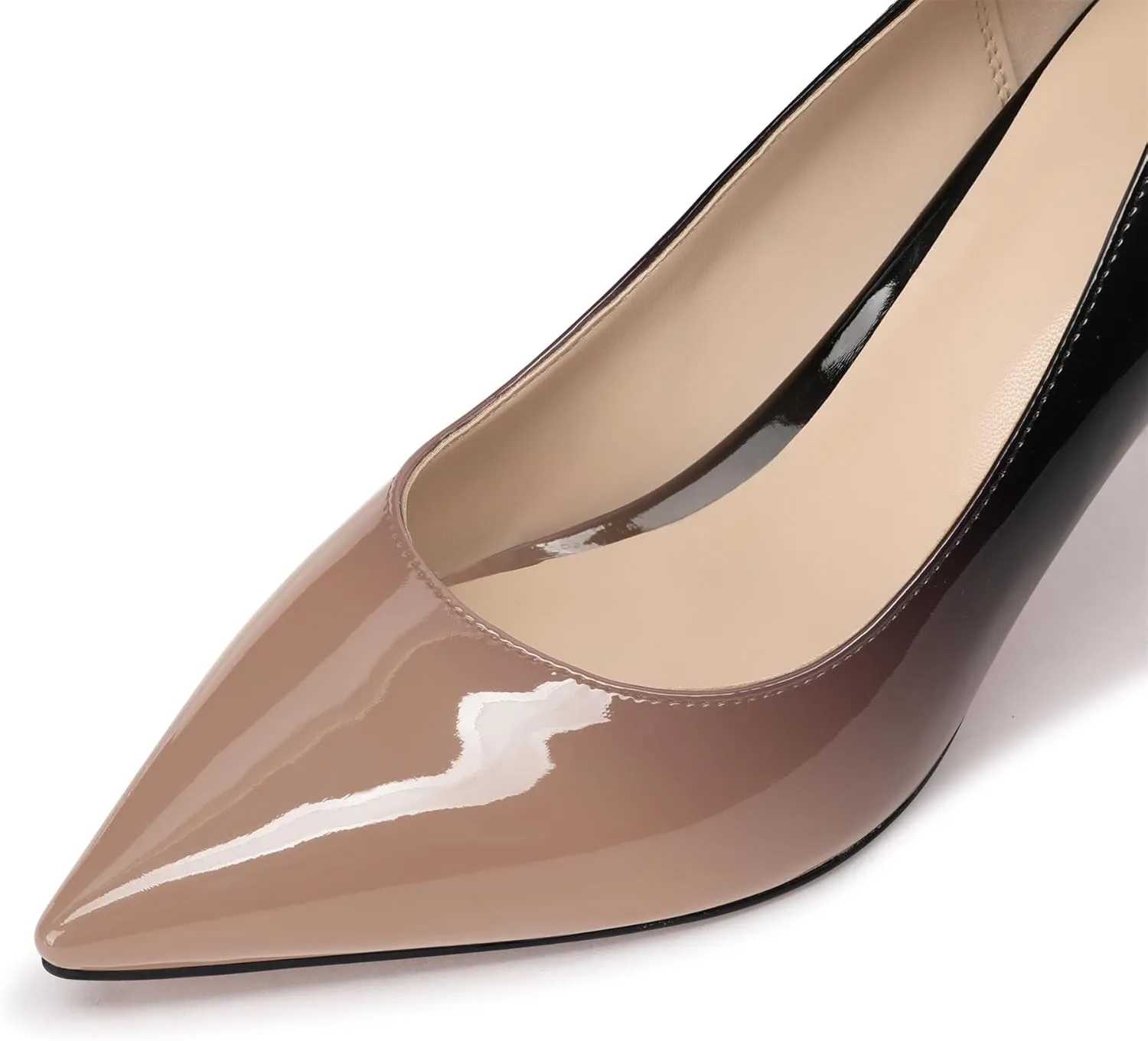 XINIUNIU Kitten Heels for Women Pumps Gradient Patent Leather 2.25 inches 6CM Formal Shoes Sexy Fashion Stiletto Dress Shoes Wedding Shoes Pointed Toe