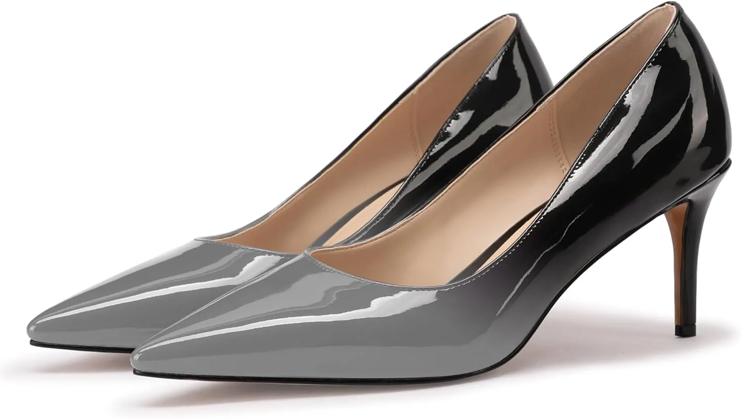 XINIUNIU Kitten Heels for Women Pumps Gradient Patent Leather 2.25 inches 6CM Formal Shoes Sexy Fashion Stiletto Dress Shoes Wedding Shoes Pointed Toe