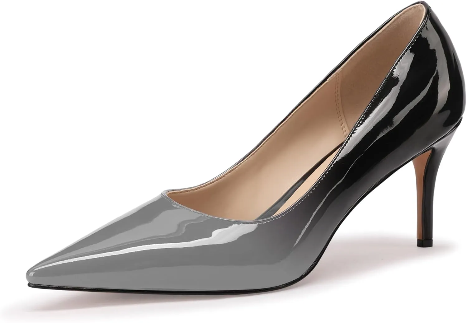 XINIUNIU Kitten Heels for Women Pumps Gradient Patent Leather 2.25 inches 6CM Formal Shoes Sexy Fashion Stiletto Dress Shoes Wedding Shoes Pointed Toe