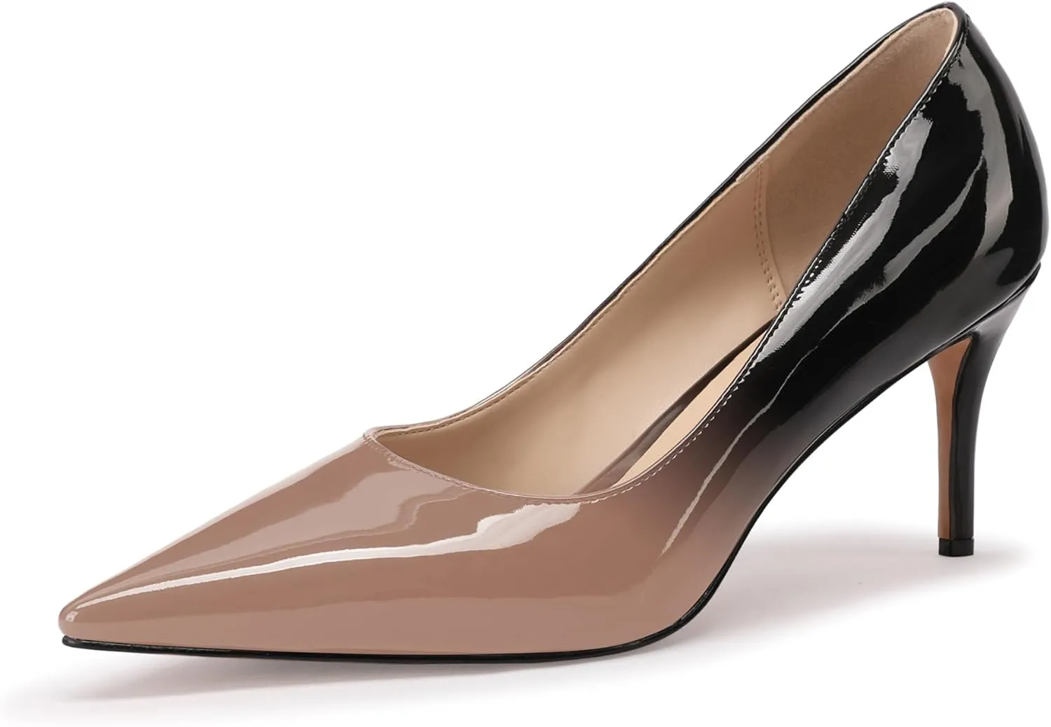 XINIUNIU Kitten Heels for Women Pumps Gradient Patent Leather 2.25 inches 6CM Formal Shoes Sexy Fashion Stiletto Dress Shoes Wedding Shoes Pointed Toe