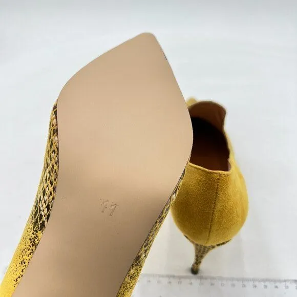 YDN Women's Mid Heels Slip on Loafer Stilettos Pumps Pointy Toe Slide Suede Prom