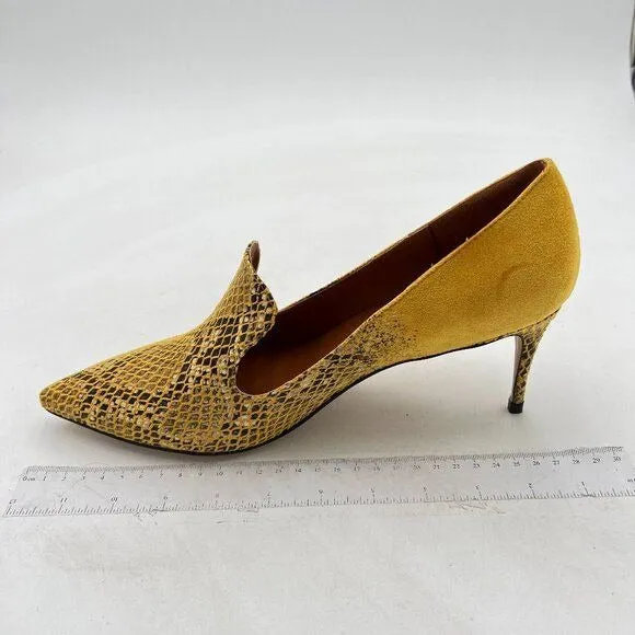 YDN Women's Mid Heels Slip on Loafer Stilettos Pumps Pointy Toe Slide Suede Prom