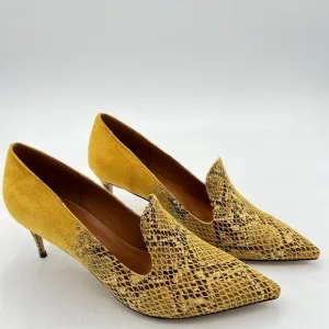 YDN Women's Mid Heels Slip on Loafer Stilettos Pumps Pointy Toe Slide Suede Prom