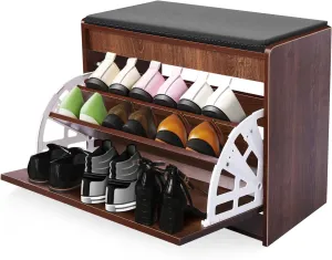 YGYQZ Shoe Storage Benches with Flip Drawer, Wood Entrance Way Furniture Shoe Organizer Bench for Entryway with 1 Drawer, Shoe Cabinet for Hallway, Bedroom, Living Room