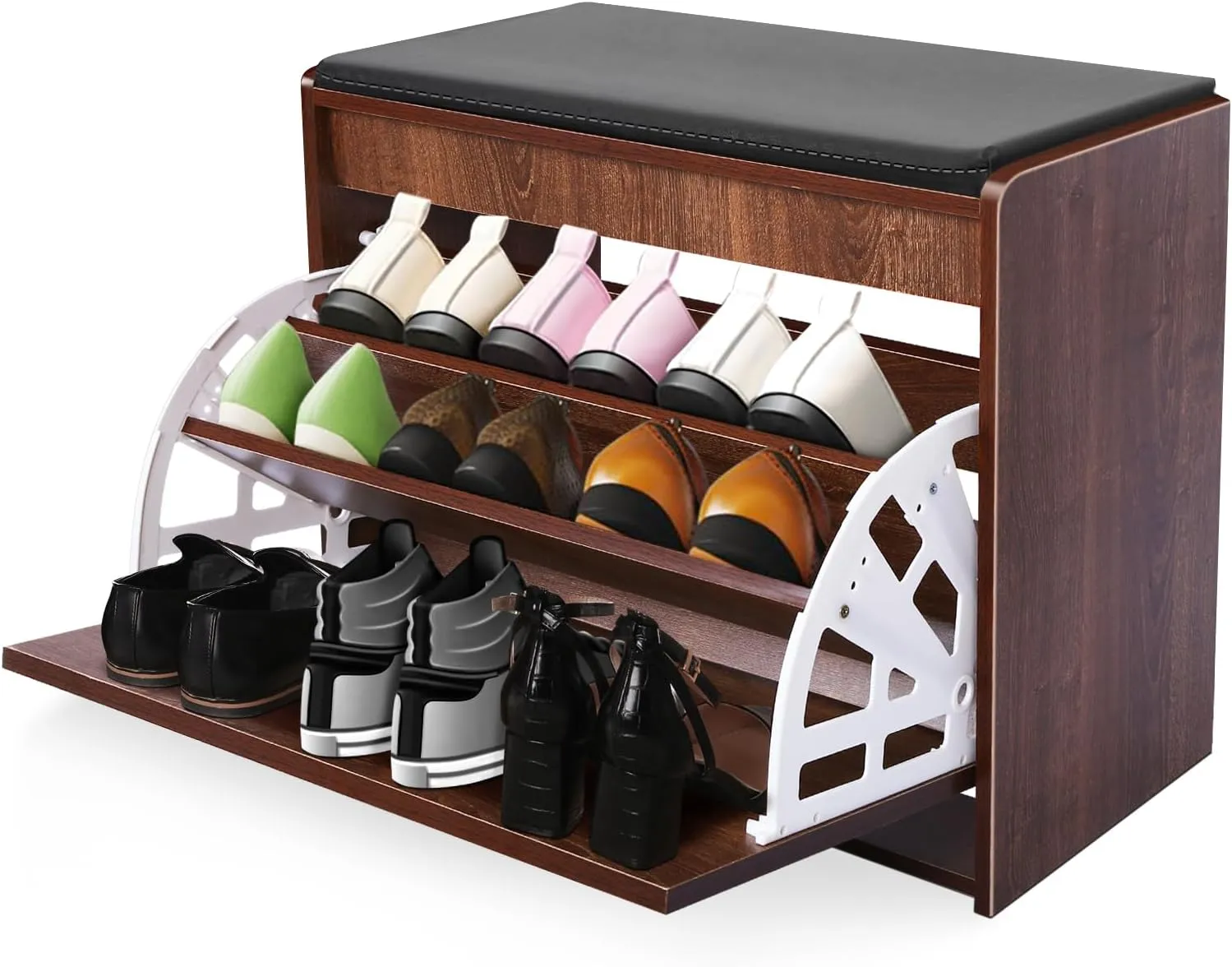 YGYQZ Shoe Storage Benches with Flip Drawer, Wood Entrance Way Furniture Shoe Organizer Bench for Entryway with 1 Drawer, Shoe Cabinet for Hallway, Bedroom, Living Room