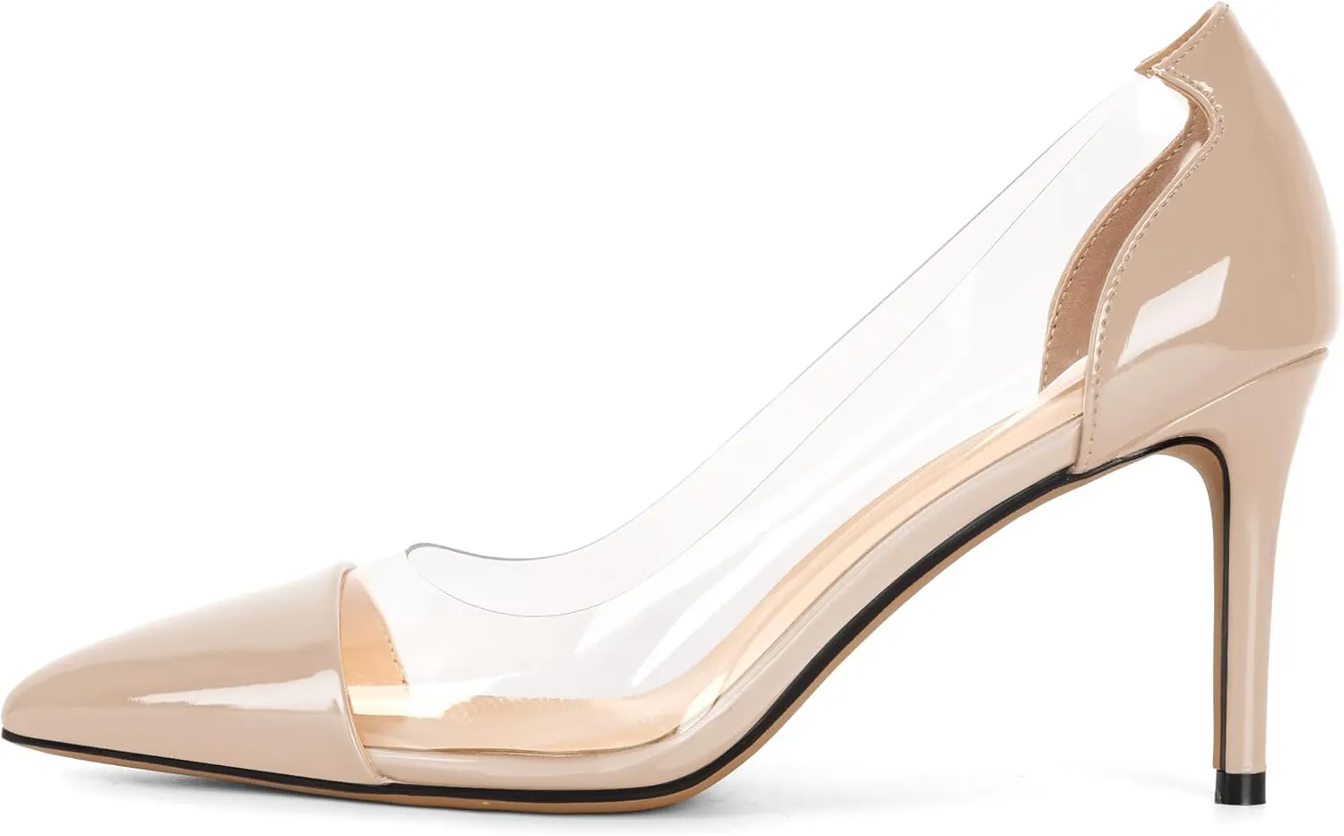 YODEKS Women's Clear Pumps Pointed Cap Toe Transparent High Heels Shoes 8.5CM Stiletto Heels Wedding Women Dress Evening Party Shoes