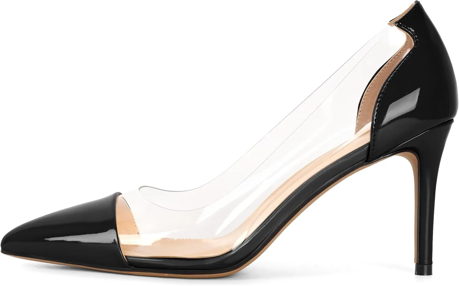 YODEKS Women's Clear Pumps Pointed Cap Toe Transparent High Heels Shoes 8.5CM Stiletto Heels Wedding Women Dress Evening Party Shoes