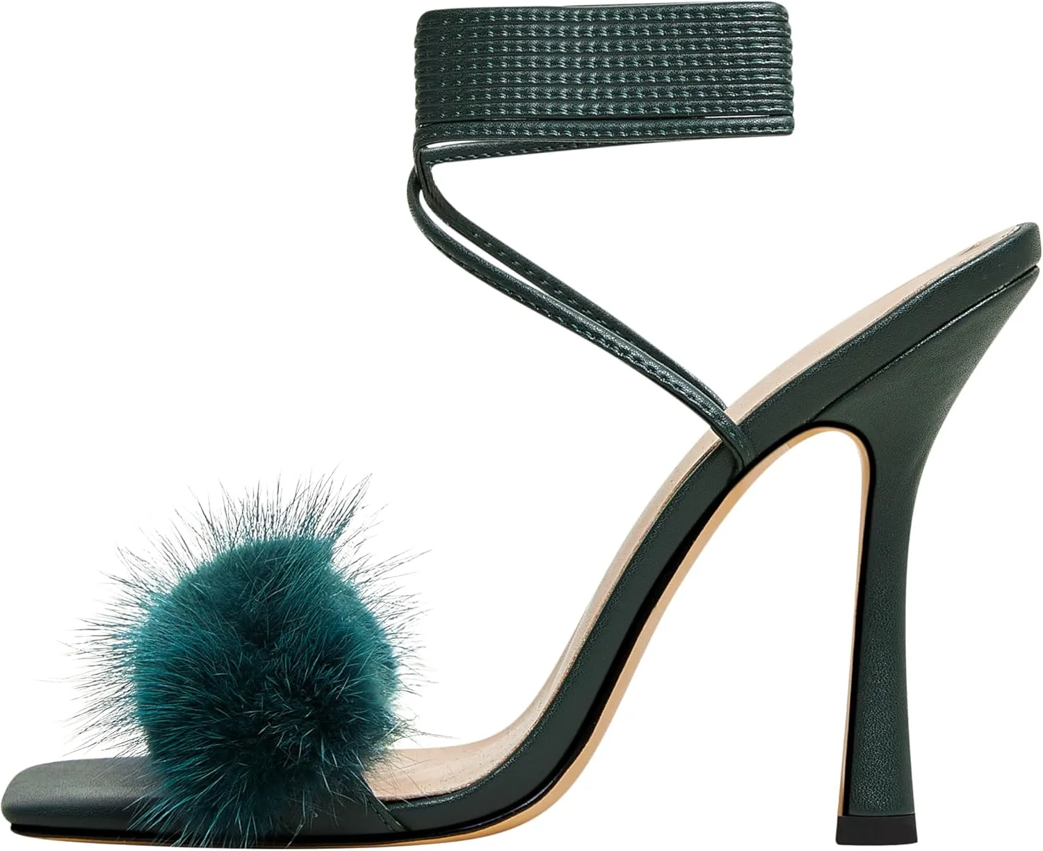 YODEKS Women's High Heel Sandals Strappy Stiletto High Heel Open Square Toe Shoes