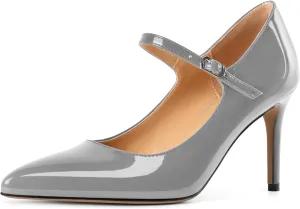 YODEKS Womens Mary Jane High Heel Pumps 8cm Stilettos Pointed Toe Court Shoes Office Party Wedding Dress Shoes
