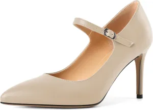 YODEKS Womens Mary Jane High Heel Pumps 8cm Stilettos Pointed Toe Court Shoes Office Party Wedding Dress Shoes