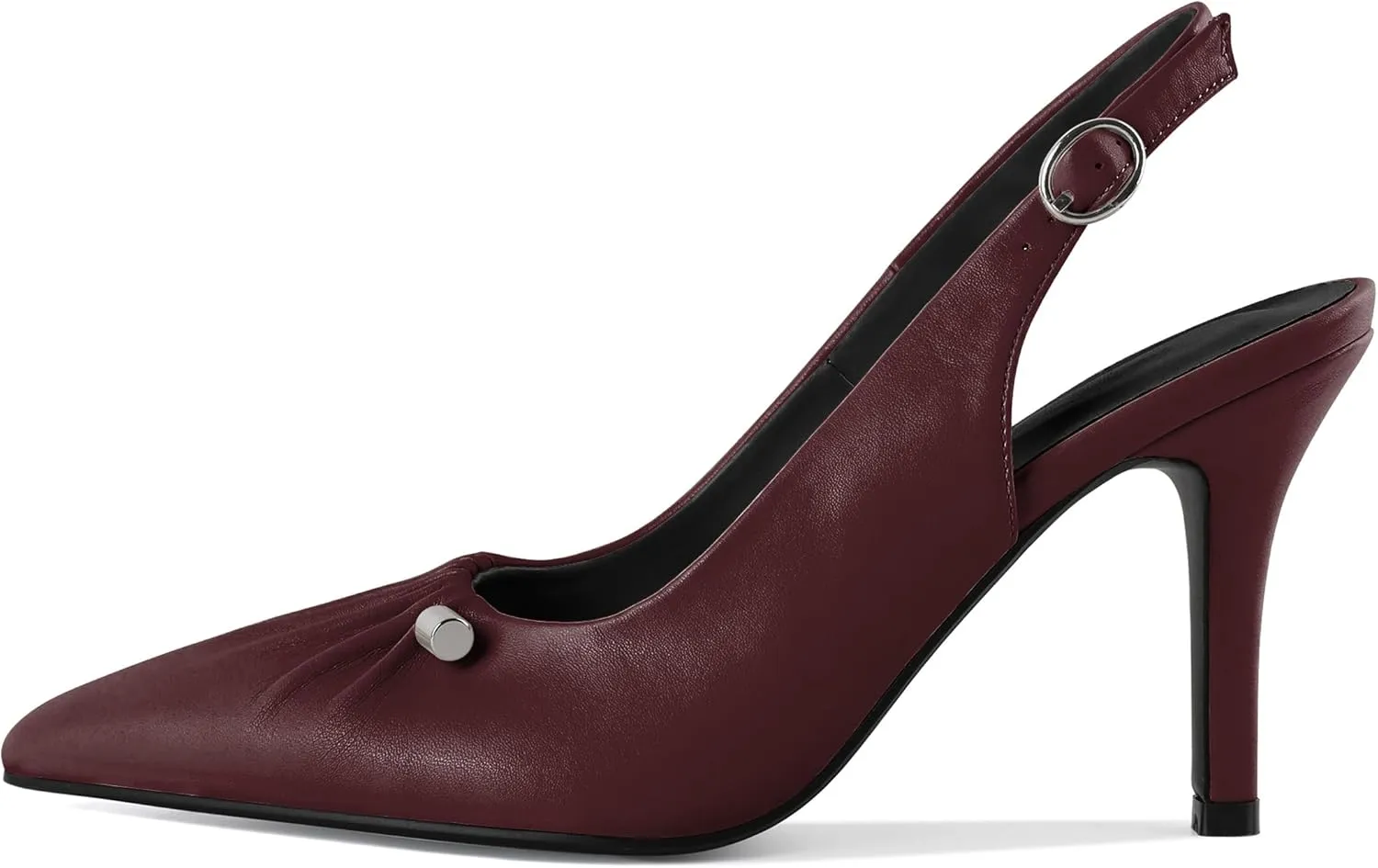 YODEKS Women's Slingback Heels Pointed Toe Beaded Metal Buckle Bar High Heel Pumps 3.5 Inch Shoes US Size 5-13