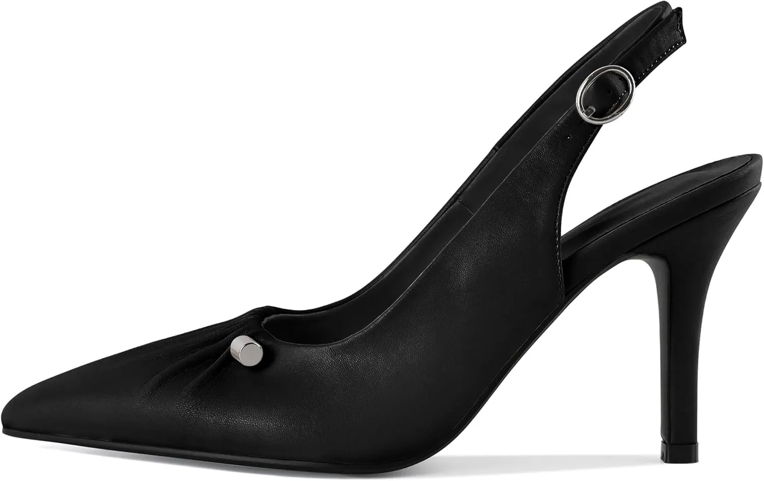 YODEKS Women's Slingback Heels Pointed Toe Beaded Metal Buckle Bar High Heel Pumps 3.5 Inch Shoes US Size 5-13