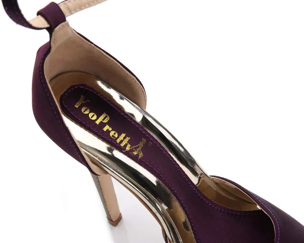 YooPrettyz Women Peep Toe Dress High Heel Ankle Strap Prom Shoes Wedding Platform Pumps