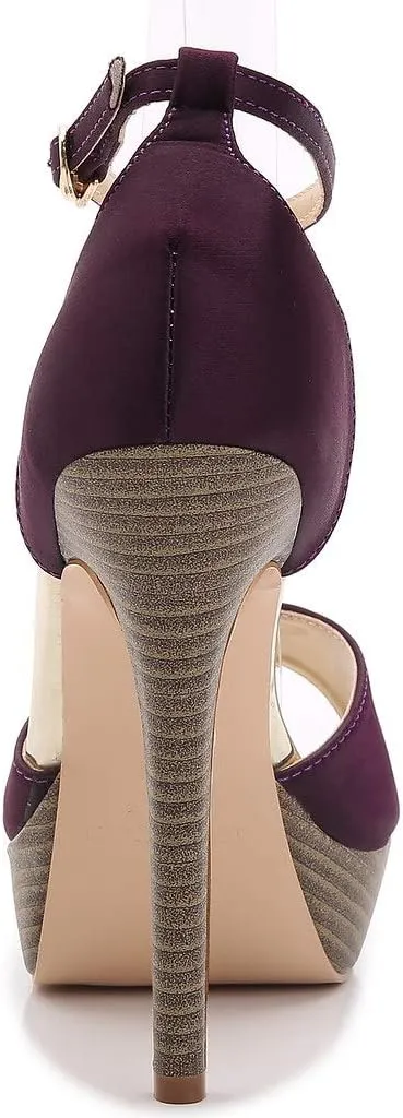 YooPrettyz Women Peep Toe Dress High Heel Ankle Strap Prom Shoes Wedding Platform Pumps