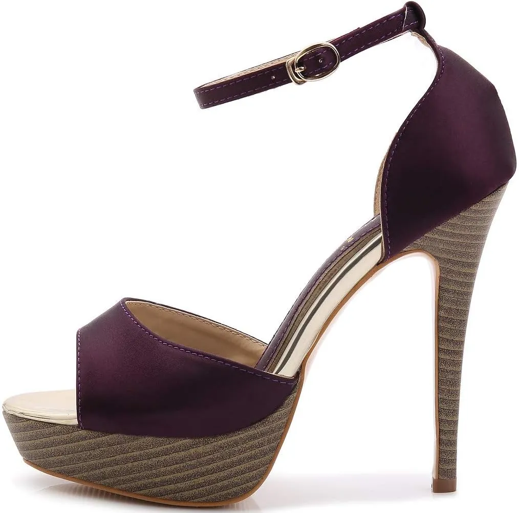 YooPrettyz Women Peep Toe Dress High Heel Ankle Strap Prom Shoes Wedding Platform Pumps