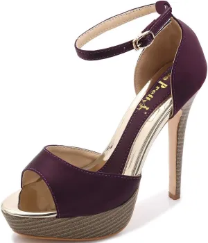 YooPrettyz Women Peep Toe Dress High Heel Ankle Strap Prom Shoes Wedding Platform Pumps