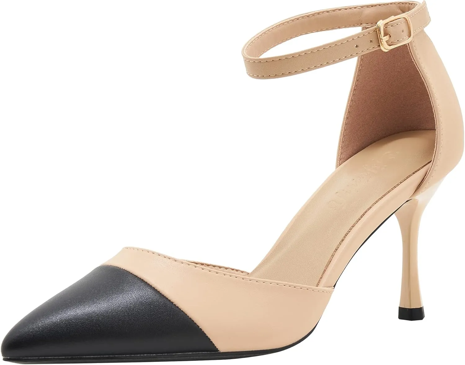 YooPrettyz Women Two Tone Evening Pumps Chic D’Orsay Heels High Heels Pointed Toe Office Or Party High Heels