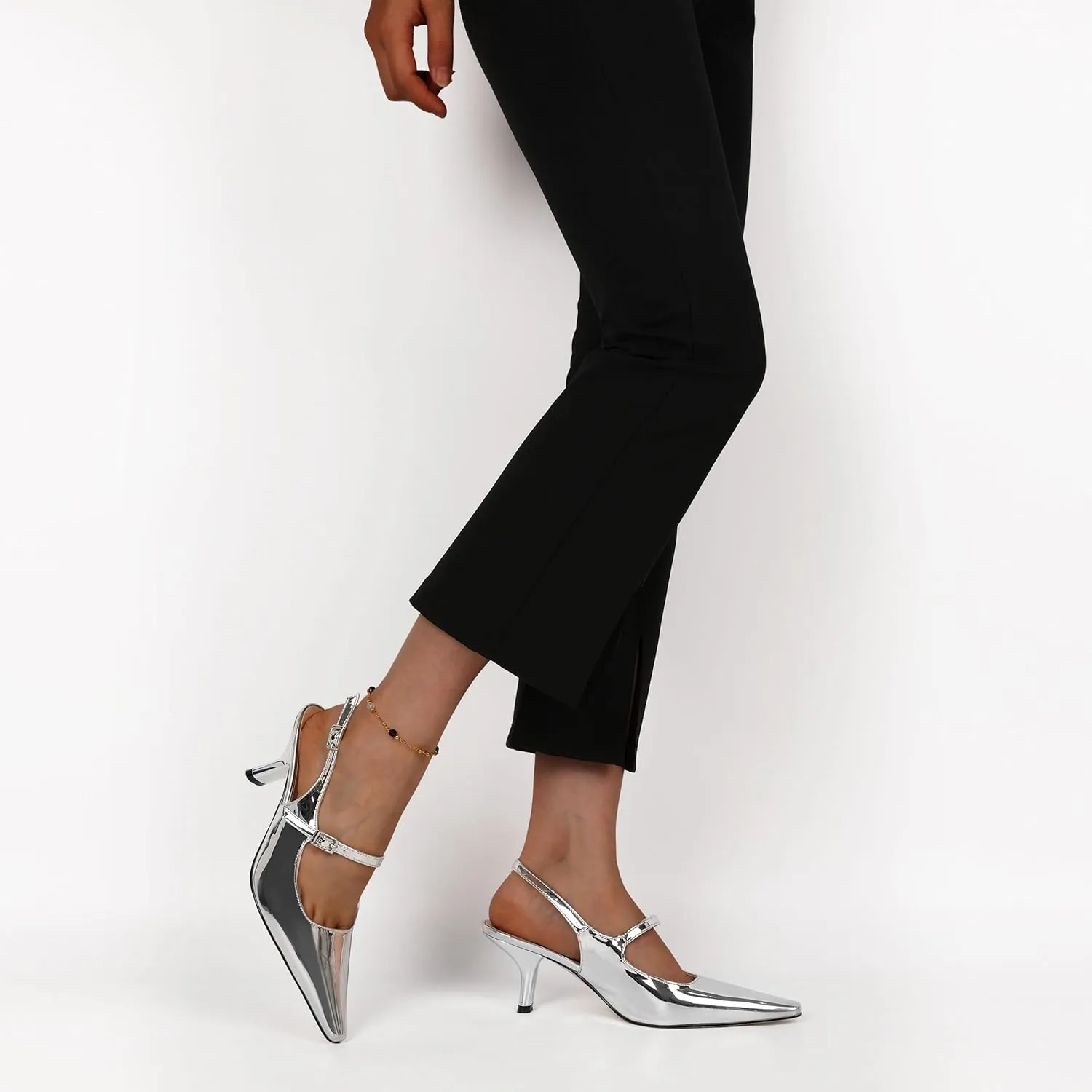 Zamikoo Slingback Heels for Women Pointed Toe Block Low Heel Pumps Shoes 2.5 Inches