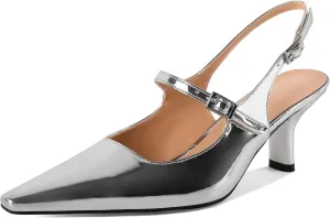 Zamikoo Slingback Heels for Women Pointed Toe Block Low Heel Pumps Shoes 2.5 Inches